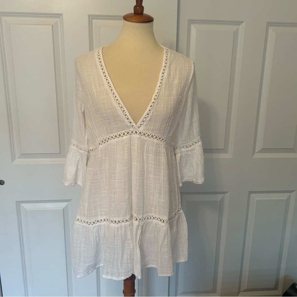 Blue Island White Summer Dress/Cover Up - Picture 1 of 2